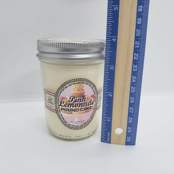 Pink Lemonade Pound Cake Bath and Body Works 6oz Mason Jar Candle RETIRED bbw - Picture 2 of 10
